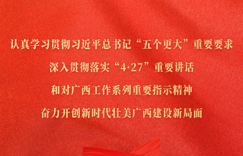 認真學習貫徹習近平總書記“五個更大”重要要求，深入貫徹落實“4·27”重要講話和對廣西工作系列重要指示精神，奮力開創新時代壯美廣西建設新局面